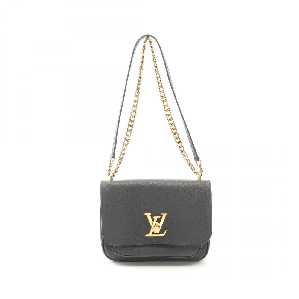 Louis Vuitton Lockme Chain Shoulder Bag Leather Black